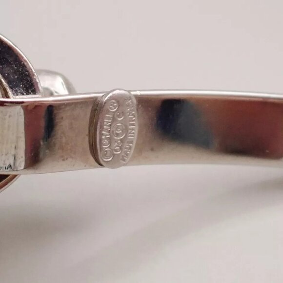 CHANEL CC Logo Mirror Bangle Bracelet 03C Silver France Accessory - Picture 7 of 16